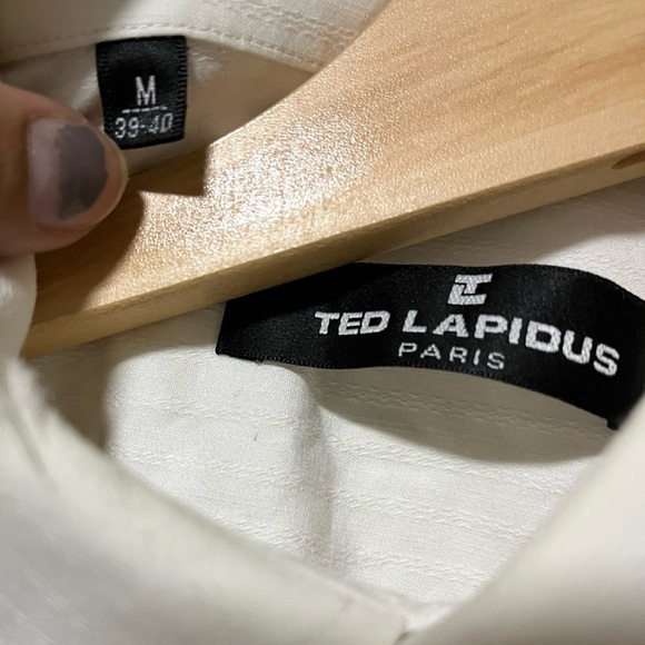 Ted Lapidus Paris White Striped Button-Up Shirt - Size Medium - Picture 7 of 10